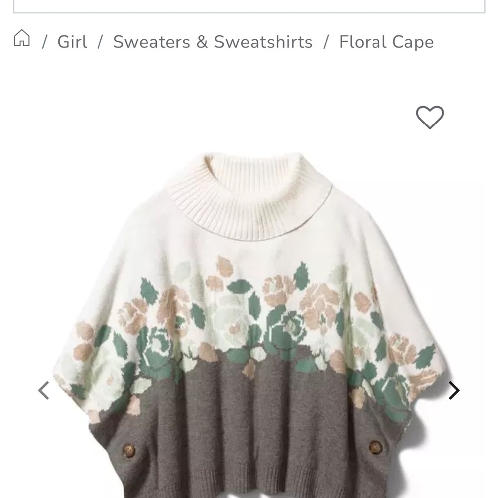 NWOT Janie and Jack Floral Cape Sweater